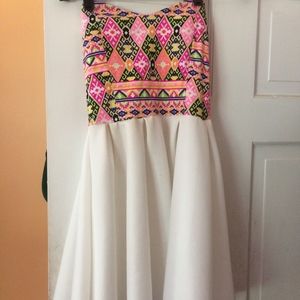 Tribal Print Strapless Semi Formal Dress